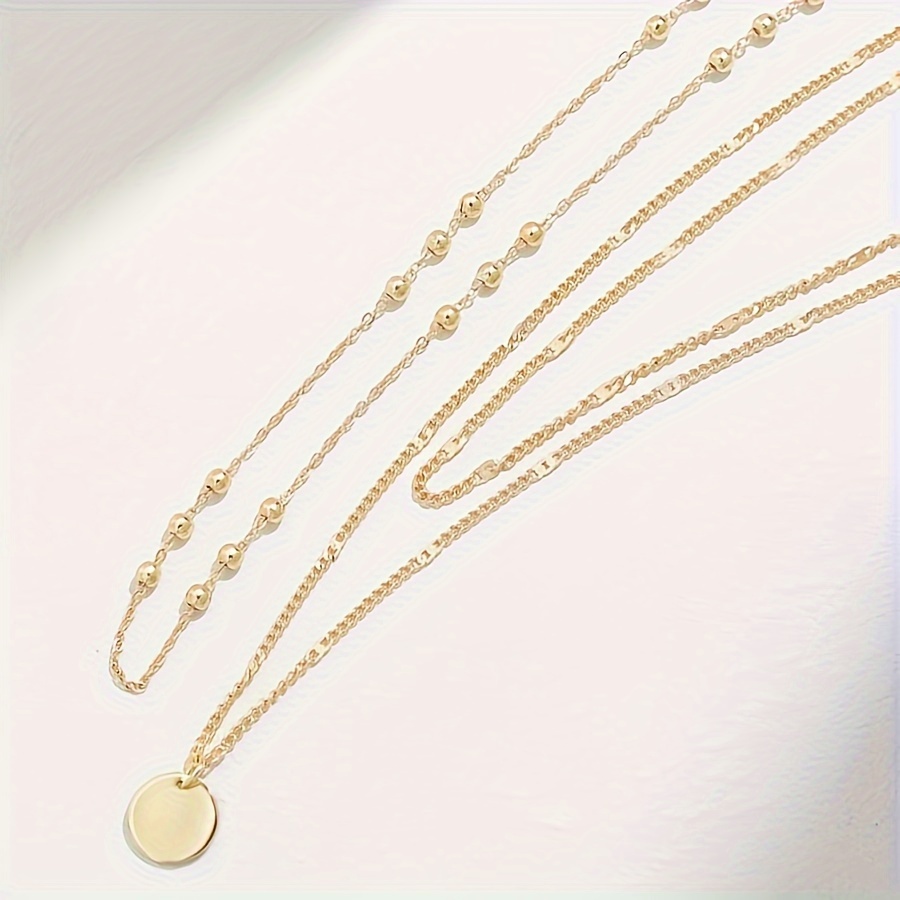 Women's Three-layer Round Pendant Necklace Set